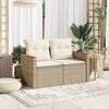 vidaXL Garden Sofa with Cushions 2-Seater Beige Poly Rattan