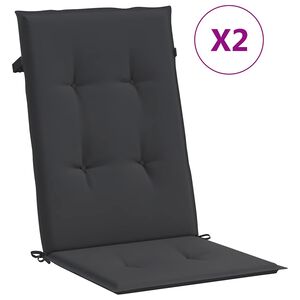 vidaXL Garden Highback Chair Cushions 2 pcs Black 120x50x3 cm Fabric