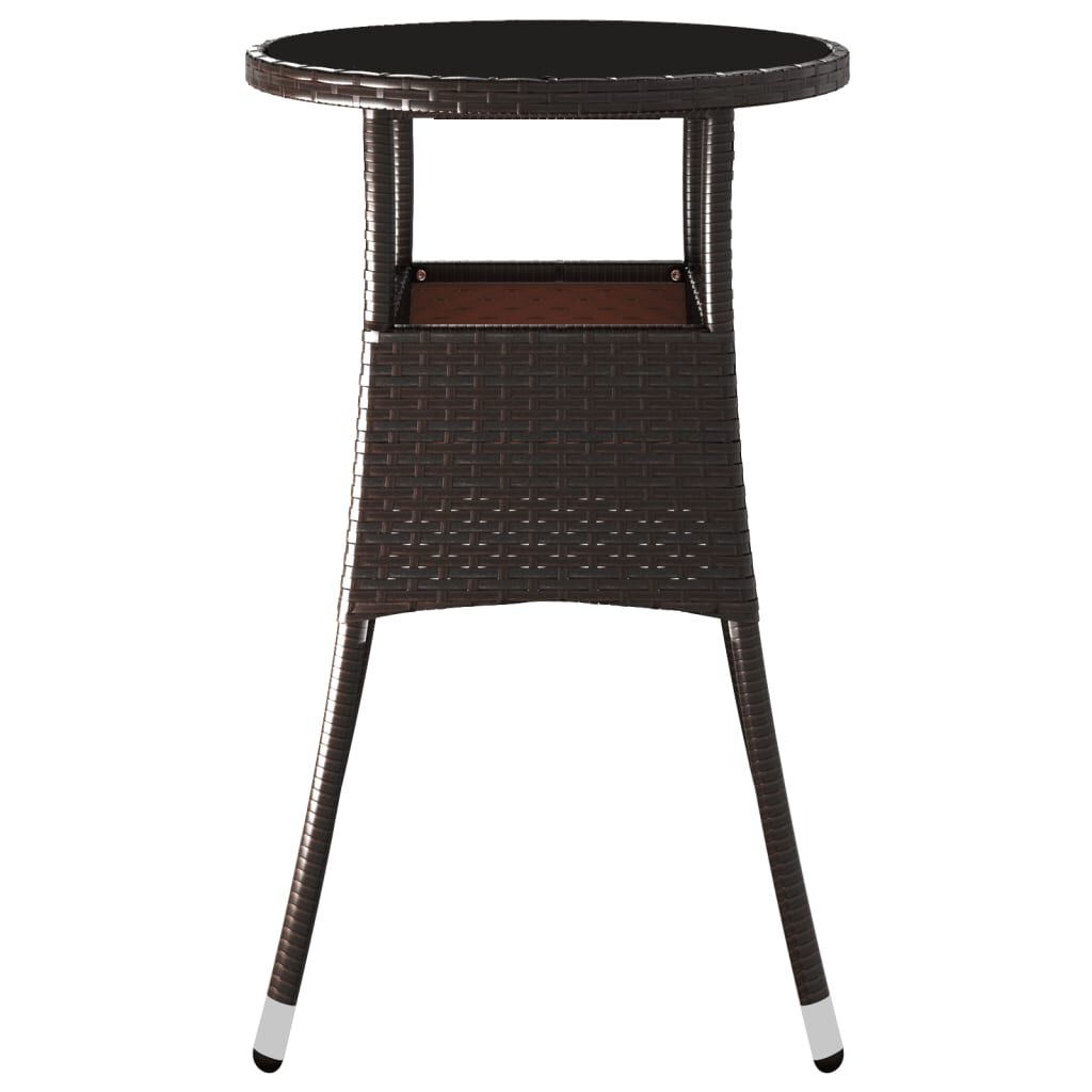 vidaXL Garden Table Ø60x75 cm Tempered Glass and Poly Rattan Brown