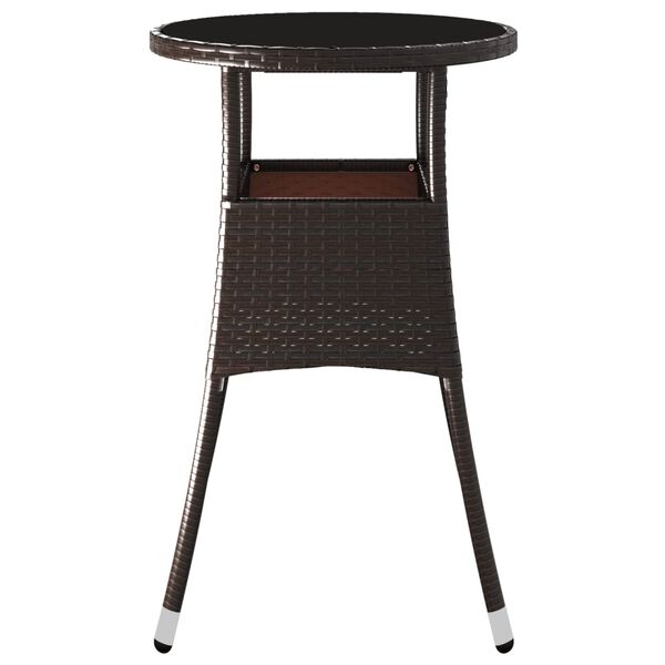 vidaXL Garden Table &Oslash;60x75 cm Tempered Glass and Poly Rattan Brown