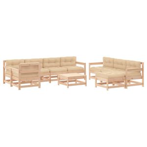 vidaXL 10 Piece Garden Lounge Set with Cushions Solid Wood