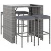 vidaXL 5 Piece Garden Bar Set with Cushions Grey Poly Rattan