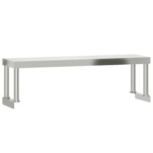 vidaXL Work Table Overshelf 110x30x35 cm Stainless Steel
