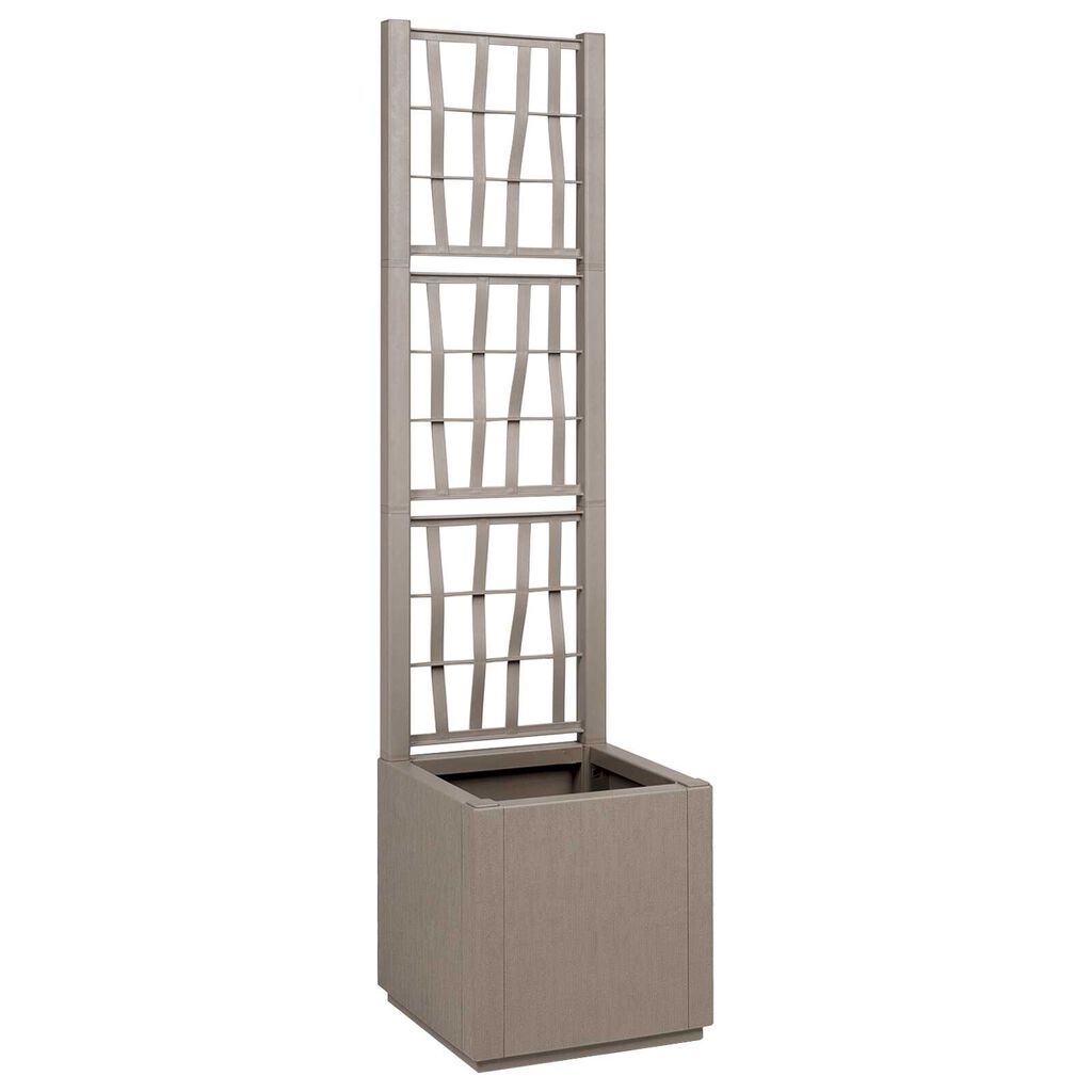 vidaXL Garden Planter with Trellis - Light Brown - 36x36x140 cm - PP