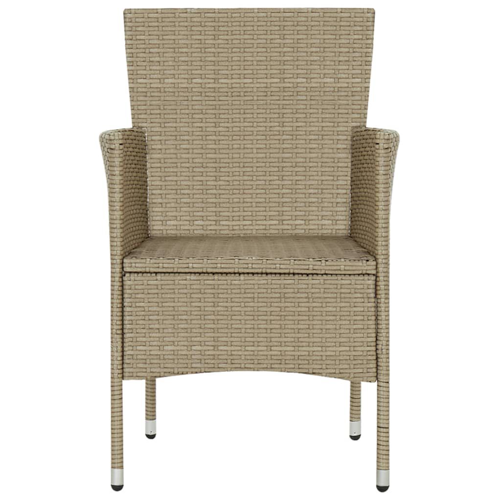 vidaXL 7 Piece Garden Dining Set Poly Rattan Beige