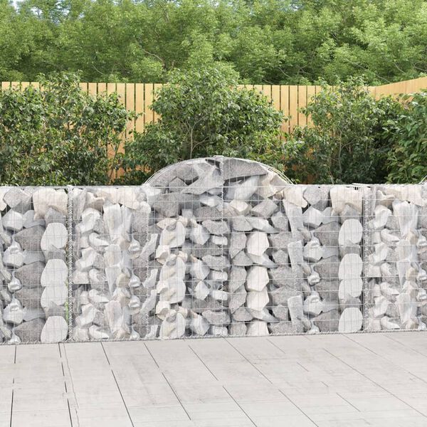 vidaXL Arched Gabion Basket 200x30x100/120 cm Galvanised Iron