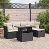 vidaXL 6 Piece Garden Sofa Set with Cushions Black Poly Rattan