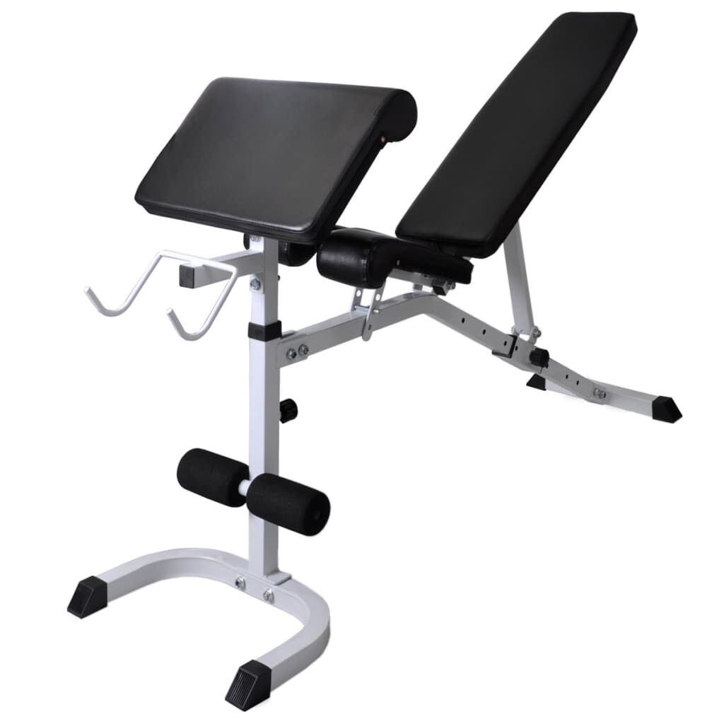 vidaXL Workout Bench with Weight Rack, Barbell and Dumbbell Set 120 kg