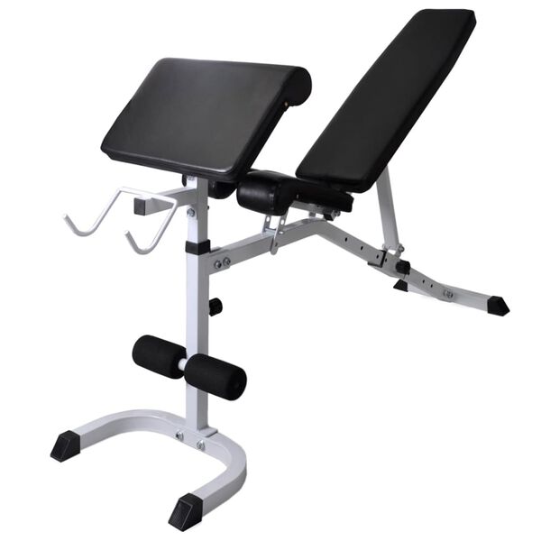 vidaXL Workout Bench with Weight Rack, Barbell and Dumbbell Set 120 kg