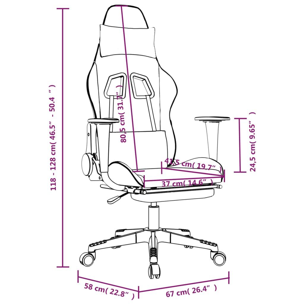 vidaXL Gaming Chair with Footrest Black and Red Faux Leather
