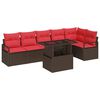 vidaXL Garden Sofa Set 7 pcs 6-Seater Brown and Red Poly Rattan