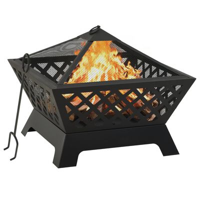 vidaXL Fire Pit with Poker 64 cm XXL Steel