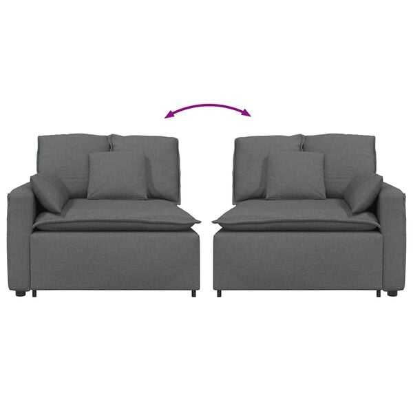 vidaXL Modular Sofa Armrest End Module with Cushions Dark Grey 100 cm