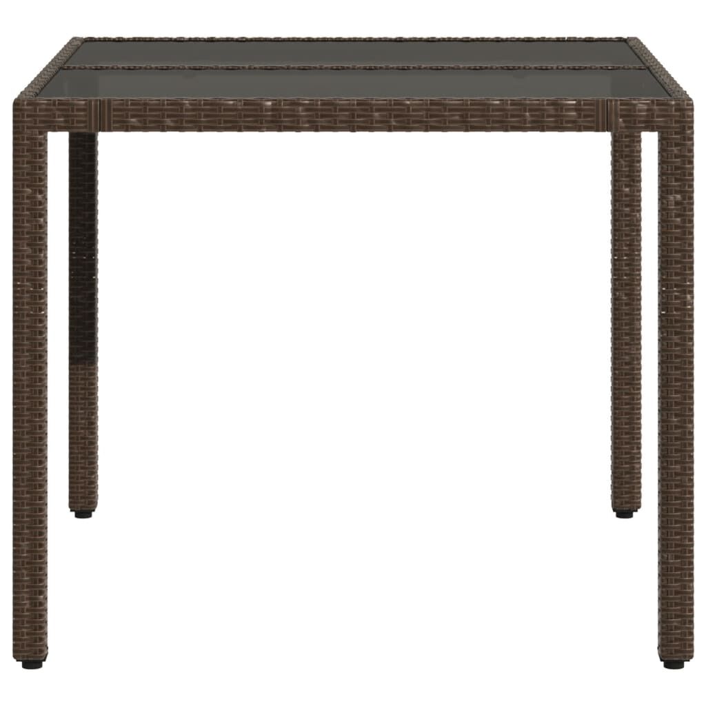 vidaXL Garden Table with Glass Top Brown 90x90x75 cm Poly Rattan
