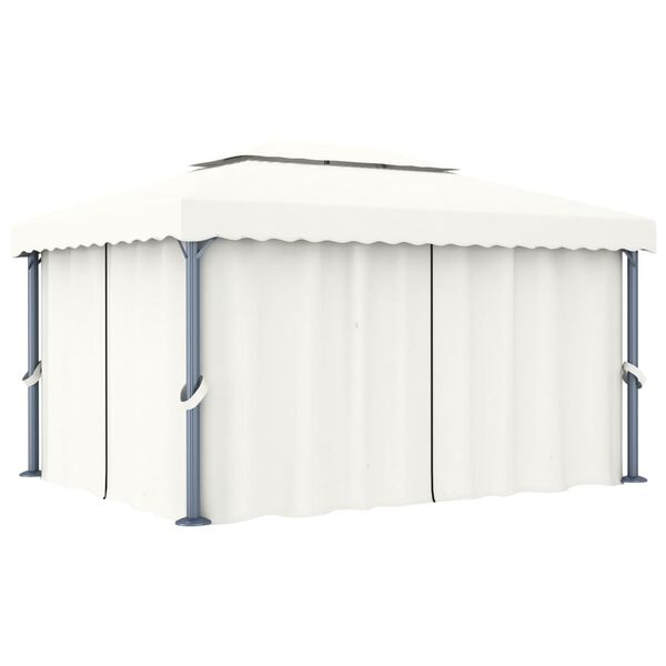 vidaXL Gazebo with Curtain 4x3 m Cream White Aluminium
