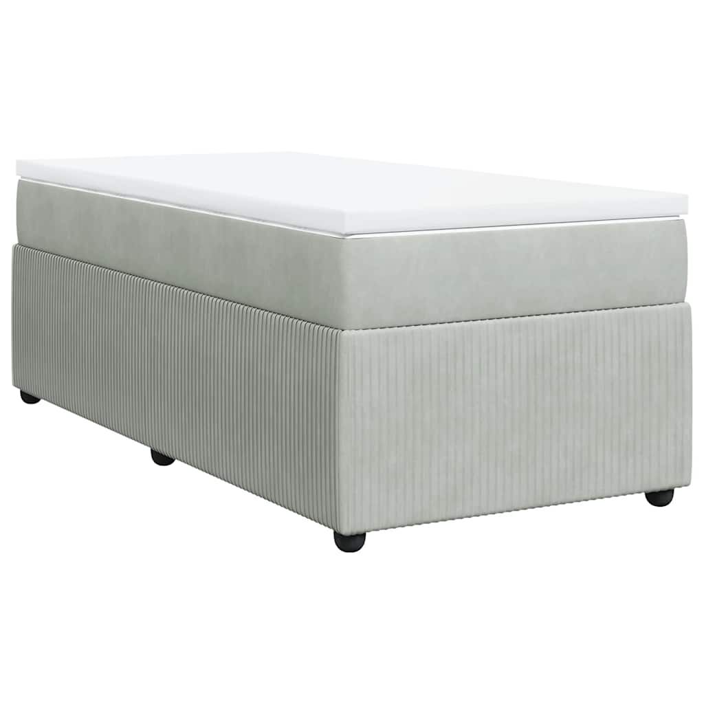 vidaXL Box Spring Bed with Mattress Light Grey Twin Velvet