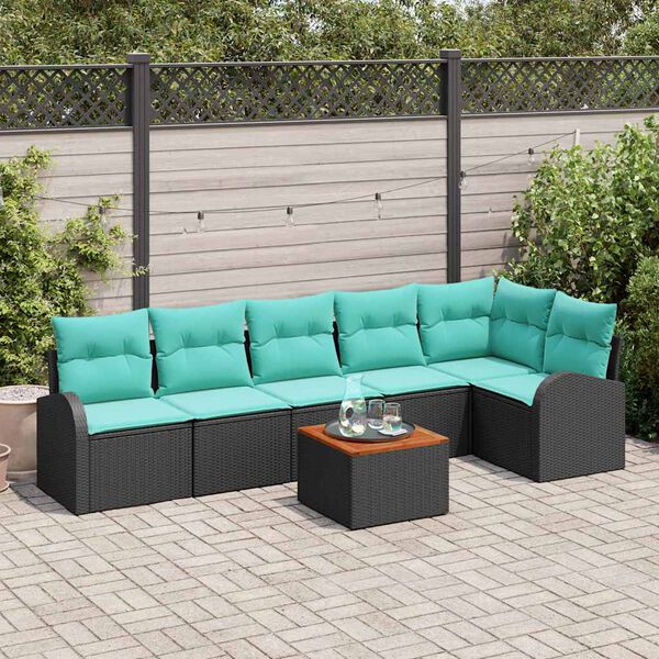 vidaXL Garden Sofa Set 7 pcs Black and turquoise