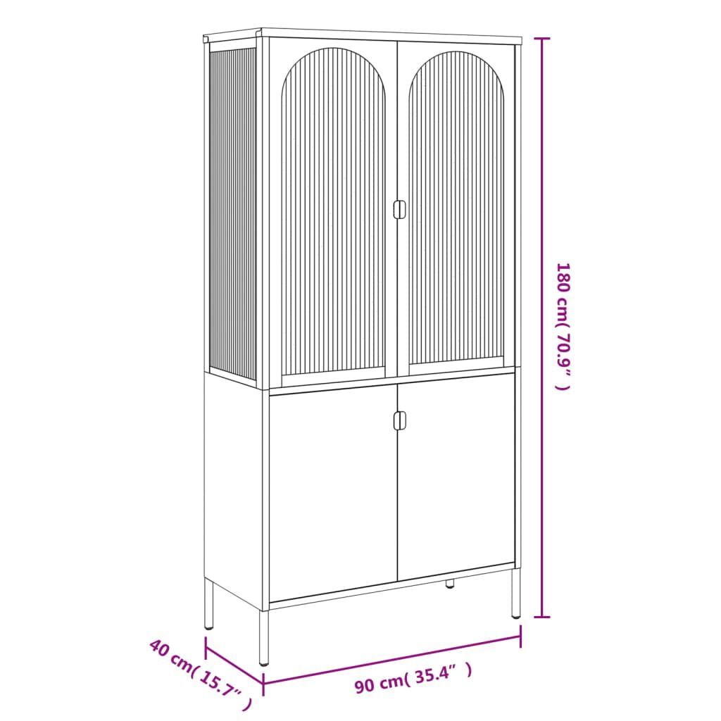 vidaXL Highboard Black 90x40x180 cm Glass and Steel