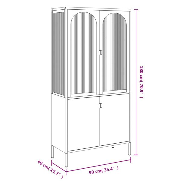 vidaXL Highboard Black 90x40x180 cm Glass and Steel