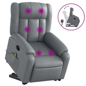 vidaXL Stand up Massage Recliner Chair Grey Faux Leather