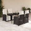 vidaXL 5 Piece Garden Dining Set with Cushions Black Poly Rattan