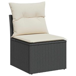 vidaXL Garden Chair Armless with Cushions Black Poly Rattan