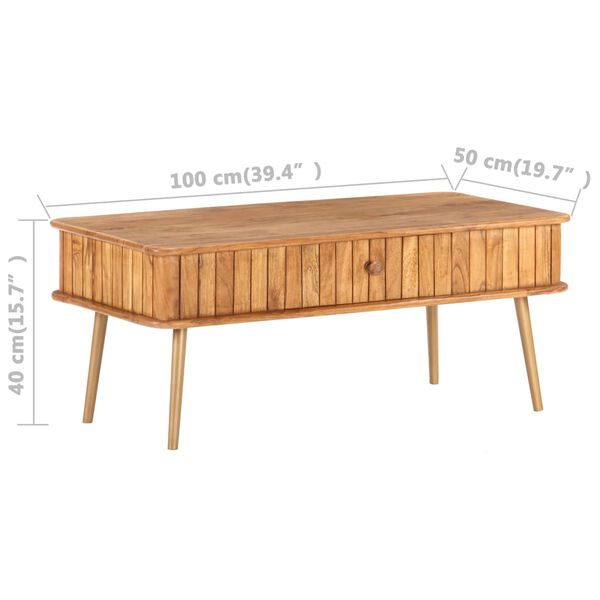 vidaXL Coffee Table 100x50x40 cm Solid Acacia Wood