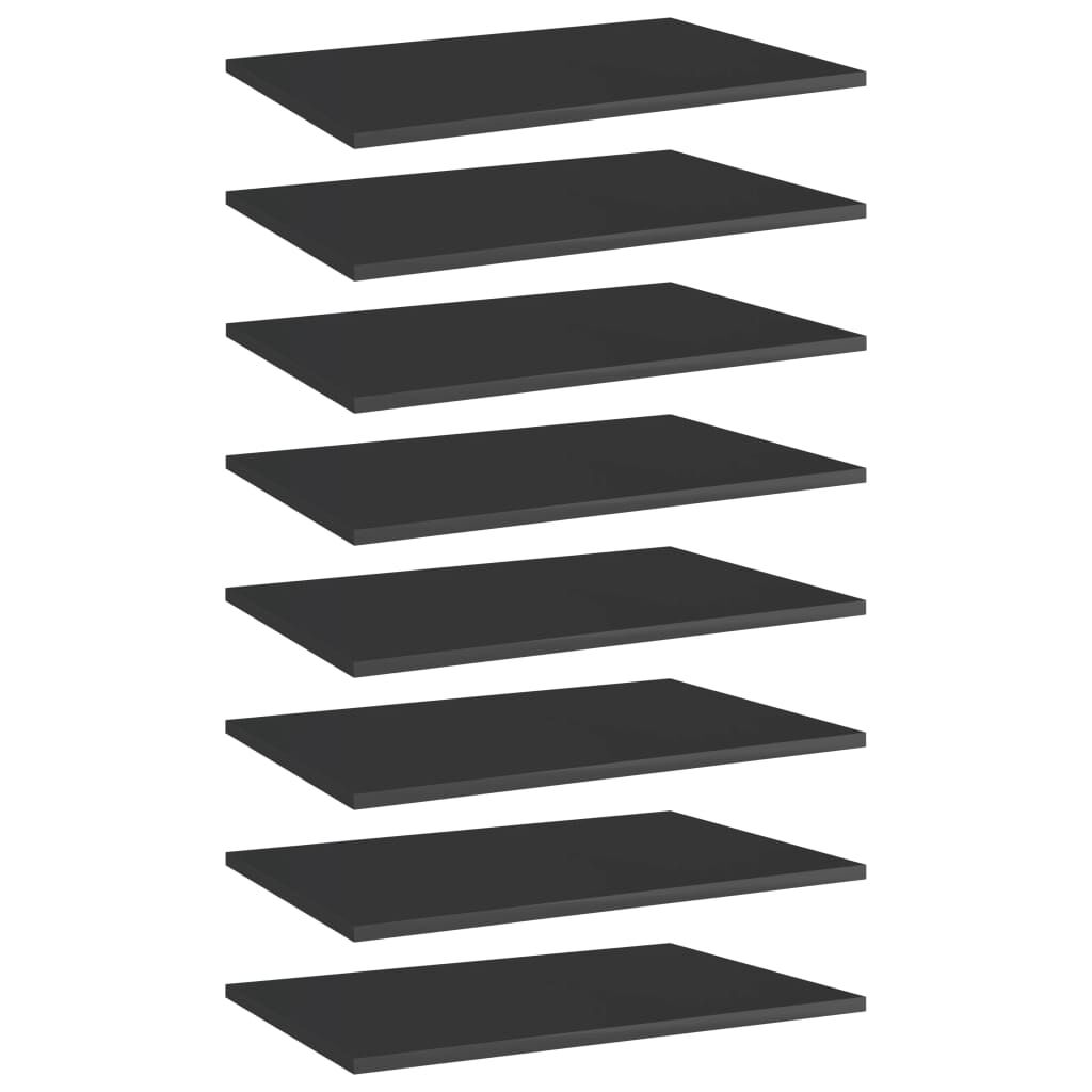 vidaXL Bookshelf Boards 8 pcs High Gloss Black 60x40x1.5 cm Engineered Wood