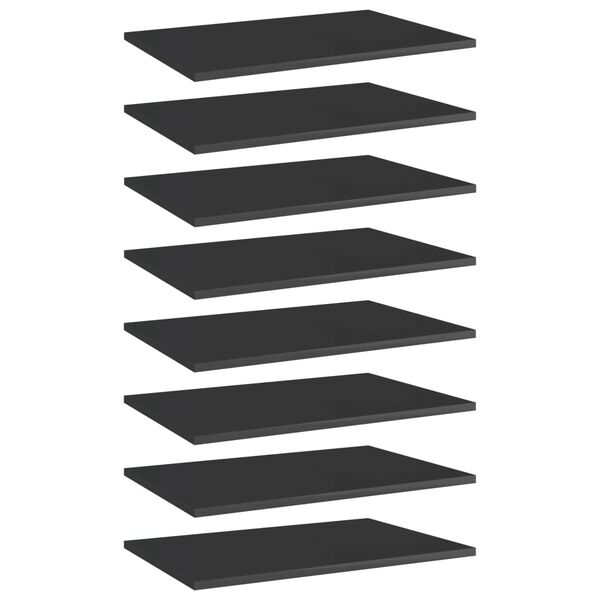 vidaXL Bookshelf Boards 8 pcs High Gloss Black 60x40x1.5 cm Engineered Wood