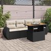 vidaXL 5 Piece Garden Sofa Set with Cushions Black Poly Rattan