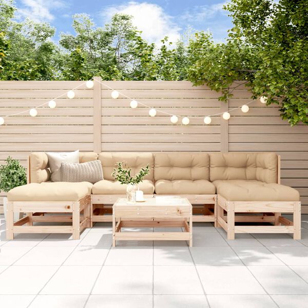 vidaXL 7 Piece Garden Lounge Set Solid Wood Pine