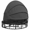 vidaXL Outdoor Lounge Bed with Canopy and Cushions Black Poly Rattan