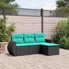 vidaXL 4 Piece Garden Sofa Set with Cushions Black Poly Rattan