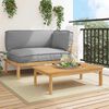 vidaXL Sofa Set with Cushion Plain Manual 2 pcs Grey Solid Acacia Wood