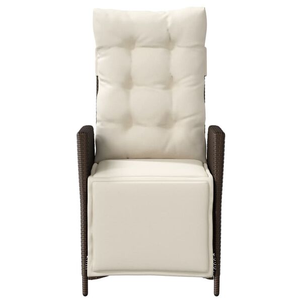 vidaXL Reclining Garden Chair with Footrest Brown Poly Rattan