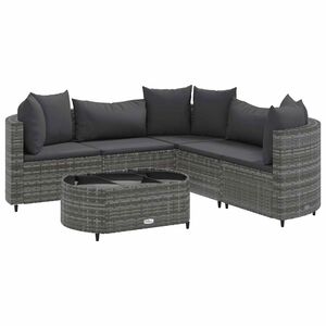 vidaXL 6 Piece Garden Sofa Set with Cushions Grey Poly Rattan