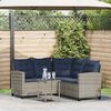 vidaXL Garden Sofa with Table&Cushions L-shaped Grey Poly Rattan
