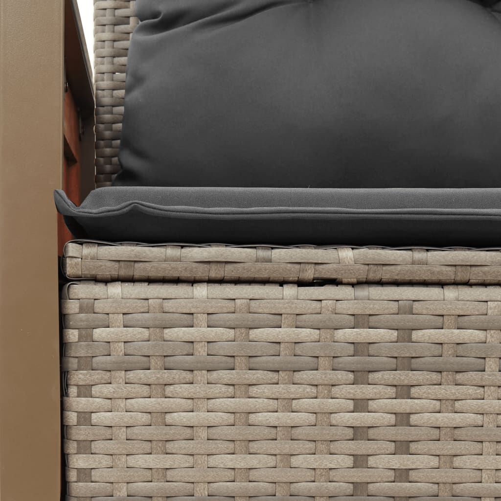 vidaXL Garden Sofa with Cushions 2-Seater Grey Poly Rattan