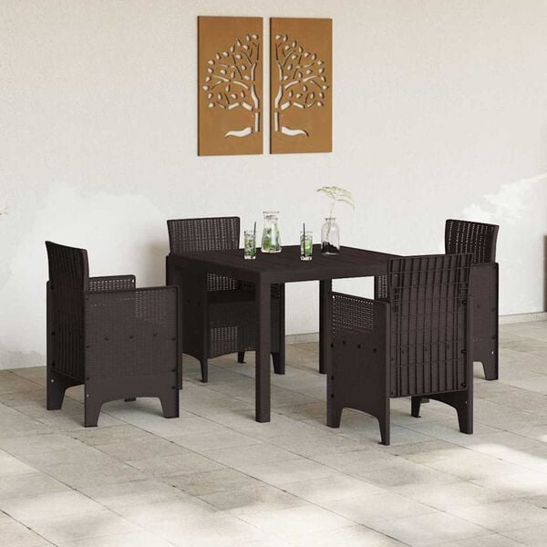 vidaXL Garden Table Brown 100 x 100 x 73 cm Poly Rattan