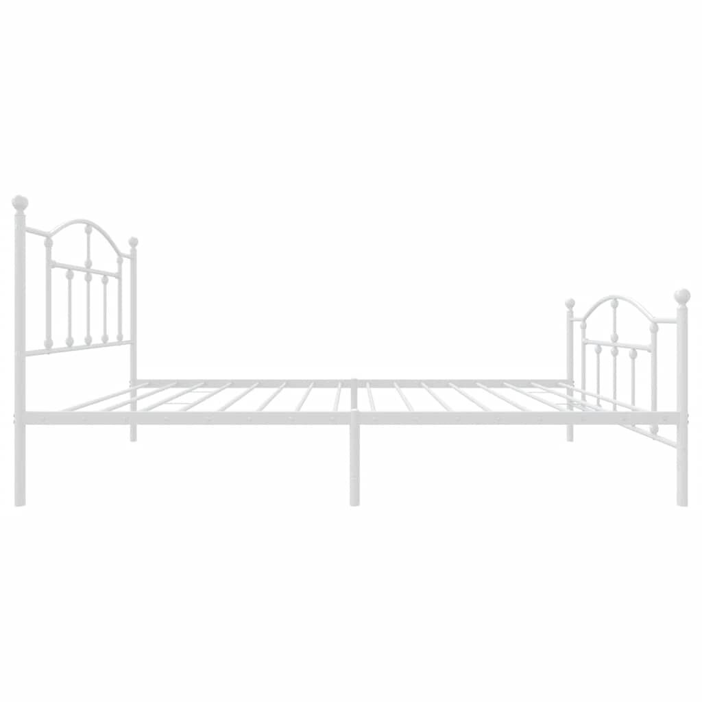 vidaXL Metal Bed Frame without Mattress with Footboard White 100x200cm