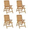 vidaXL Reclining Garden Chair | Set of 4 | Teak | Solid teak wood | Medium