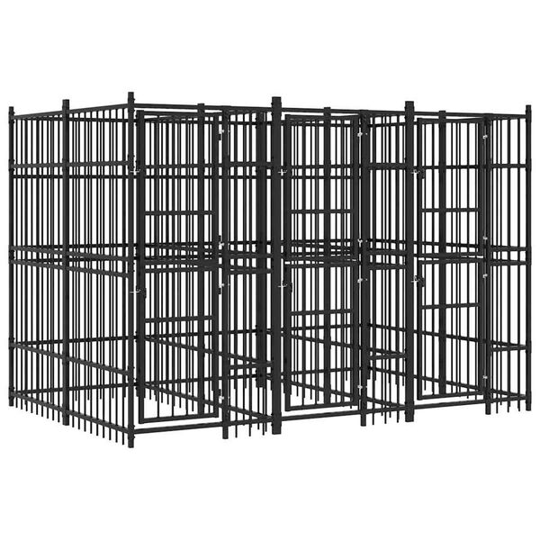 vidaXL Outdoor Dog Kennel Steel 5.53 m&sup2;