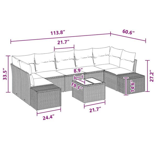 vidaXL Garden Sofa Set 8 pcs Brown Poly rattan