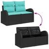 vidaXL Sofa Set with Cushion 7 pcs Black and Turquoise Poly Rattan