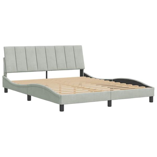 vidaXL Bed Frame without Mattress "Hanko" Light Grey 152x203 cm Queen Velvet