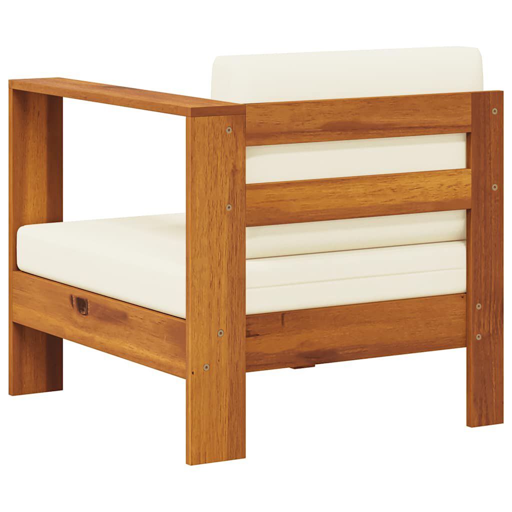 vidaXL Middle Sofa with 1 Armrest Cream White Solid Acacia Wood