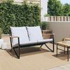 vidaXL Garden Bench with Cushions 120 cm Black Steel