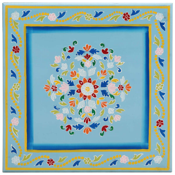 vidaXL Coffee Table Turquoise Hand Painted Solid Wood Mango