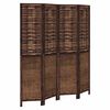vidaXL Room Divider 4 Panels Dark Brown Solid Wood Paulownia