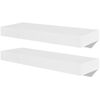 2 White MDF Floating Wall Display Shelves Book/DVD Storage